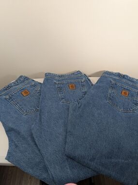 Carhartt Men's Relaxed Fit Blue Denim Jeans 40 X 30 Bundle Of 3